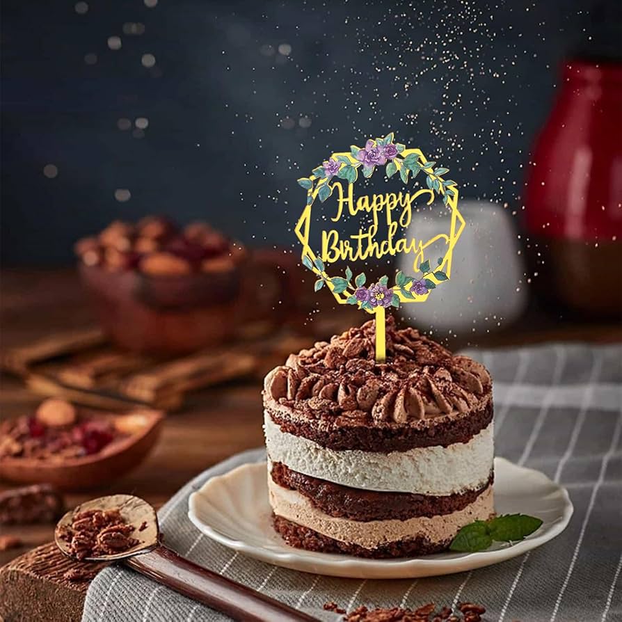 Amazon.co.jp: WLLHYF 6個 ゴールド バースデーケーキトッパー